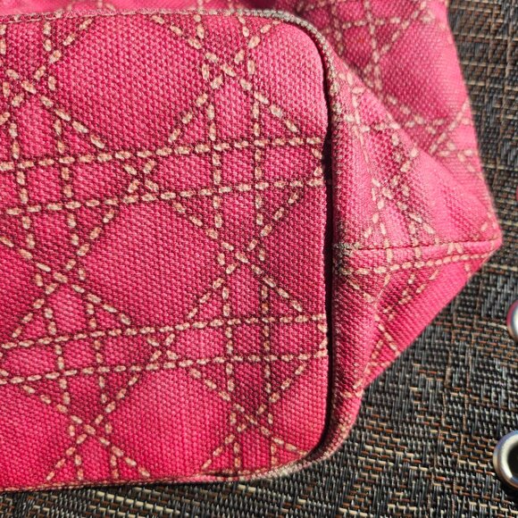 CHRISTIAN DIOR Coated Canvas Cannage Print Cherie Small Tote Pink - Picture 7 of 17